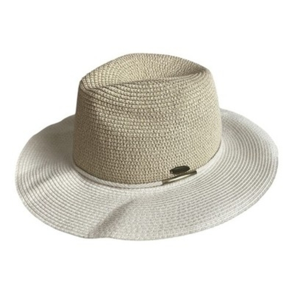 Sundaise Gold Beige Fedora Hat Oatmeal Sun Beach Travel UPF 50+ Adjustable VG